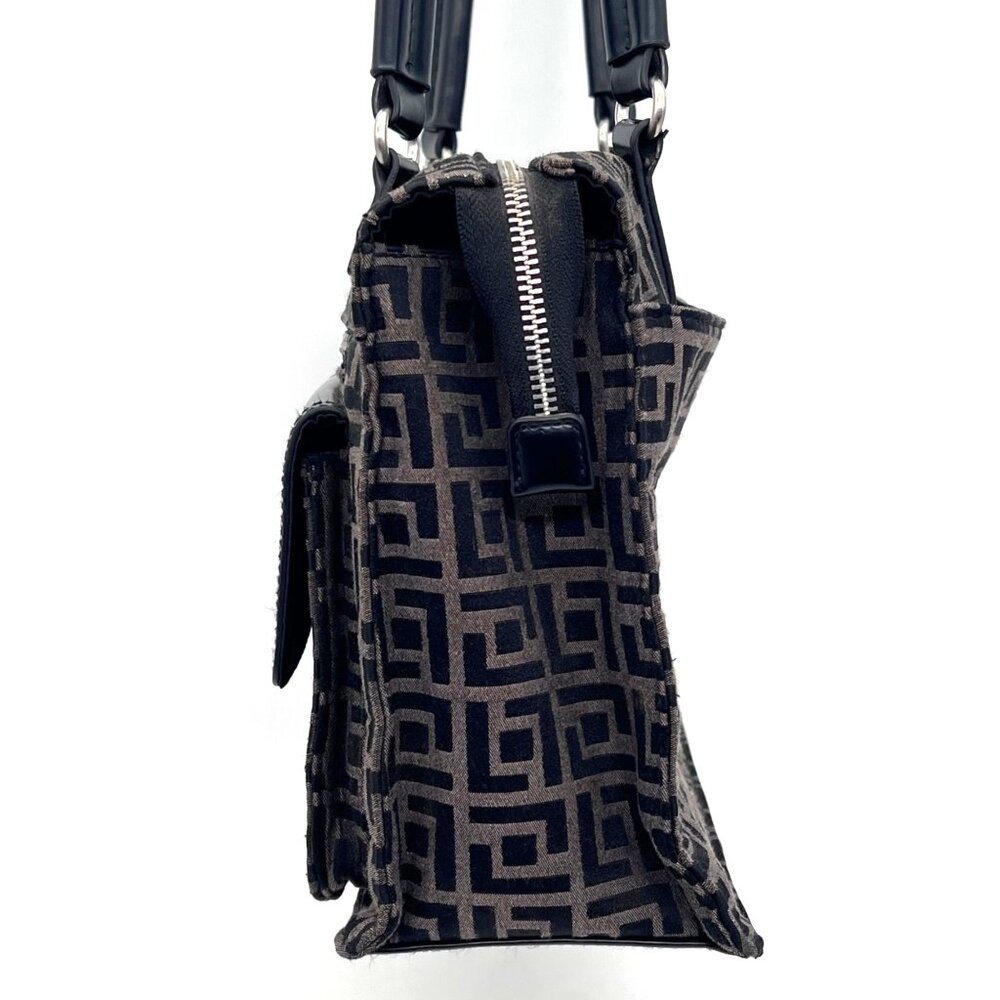 Vanessa Fiorelli Satchel Purse Black Gray Geometric Jacquard Zippers & Snaps - Picture 10 of 16